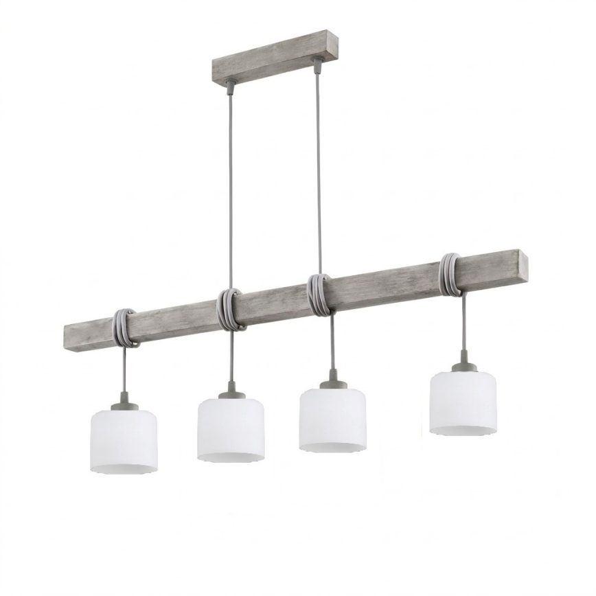 Brilagi - Luster na kabelu WOOD GLASS 4xE27/60W/230V borovina/siva/bijela