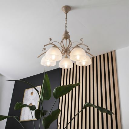 Brilagi - Luster na lancu ANTICO MODERN 5xE27/60W/230V bež
