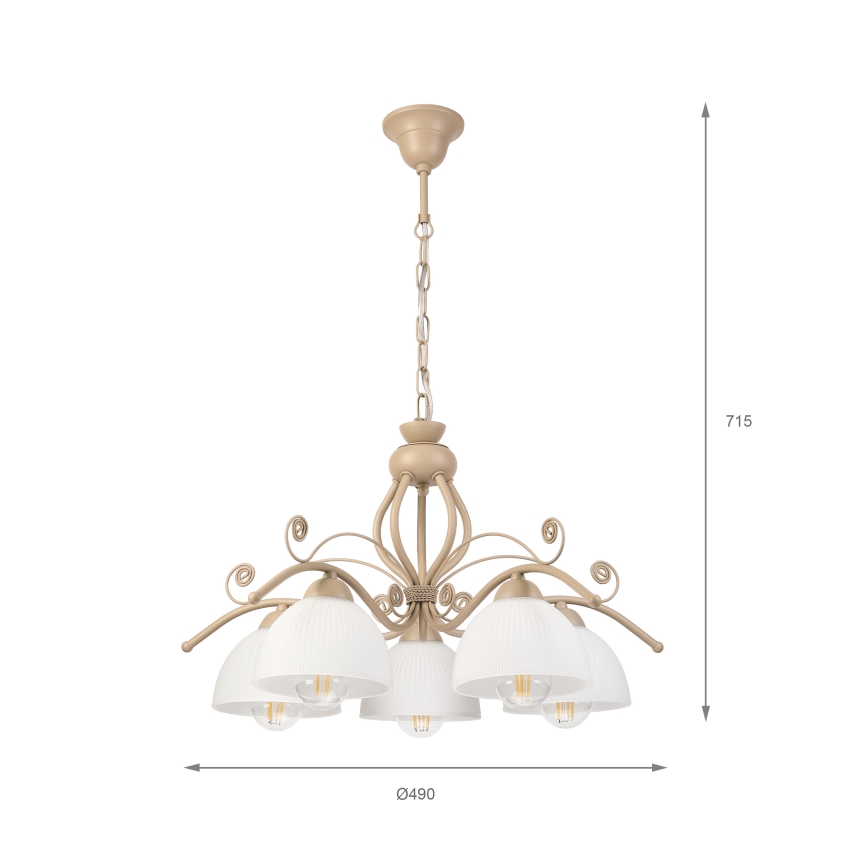 Brilagi - Luster na lancu ANTICO MODERN 5xE27/60W/230V bež