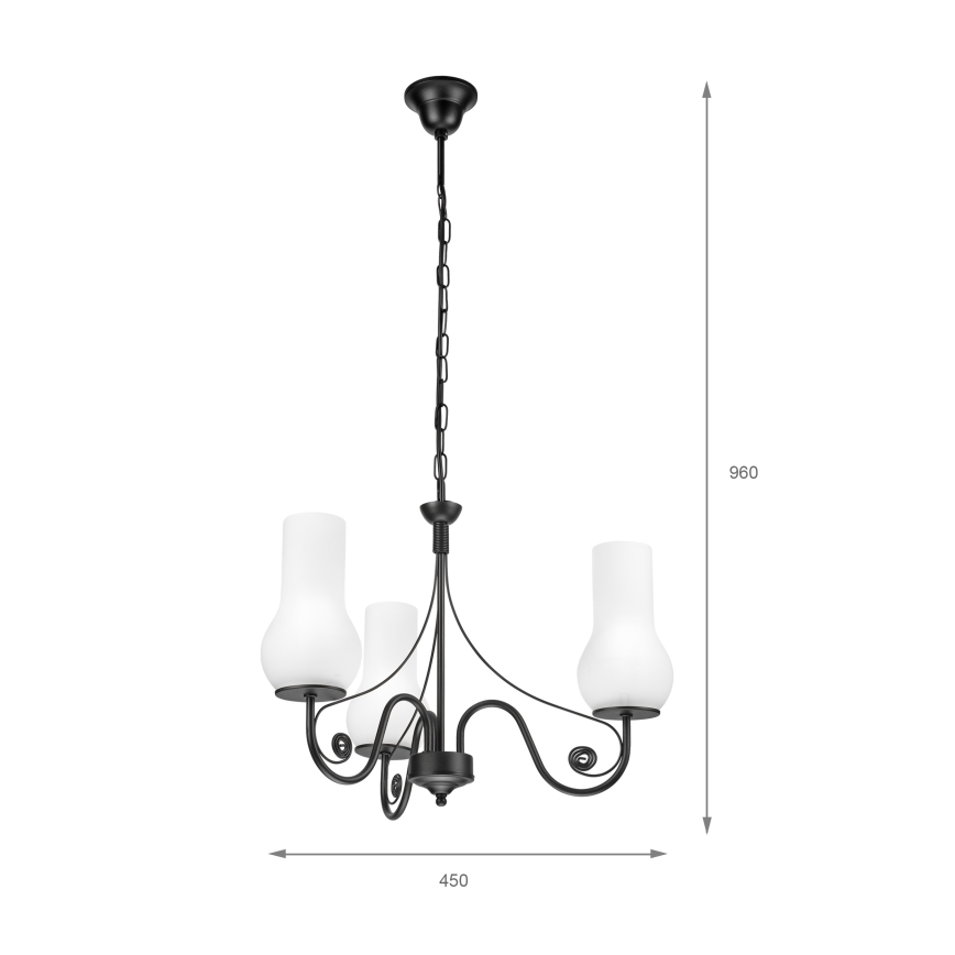 Brilagi - Luster na lancu COTTAGE 3xE14/40W/230V crna/bijela