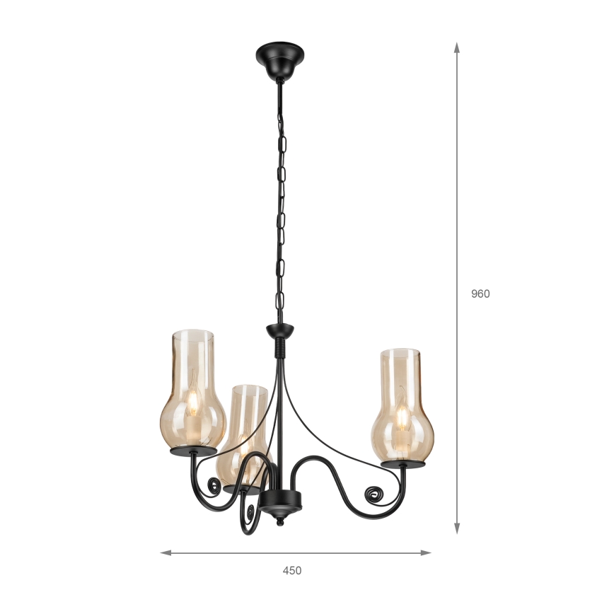 Brilagi - Luster na lancu COTTAGE 3xE14/40W/230V crna/smeđa