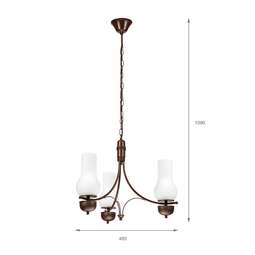 Brilagi - Luster na lancu COTTAGE 3xE14/40W/230V hrast/bijela