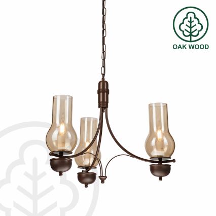 Brilagi - Luster na lancu COTTAGE 3xE14/40W/230V hrast/smeđa