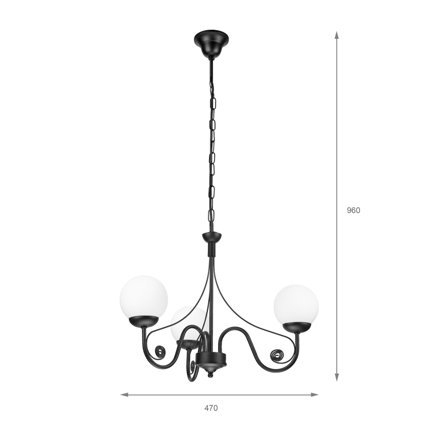 Brilagi - Luster na lancu COTTAGE 3xG9/40W/230V crna/bijela