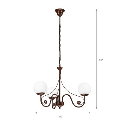 Brilagi - Luster na lancu COTTAGE 3xG9/40W/230V smeđa/bijela