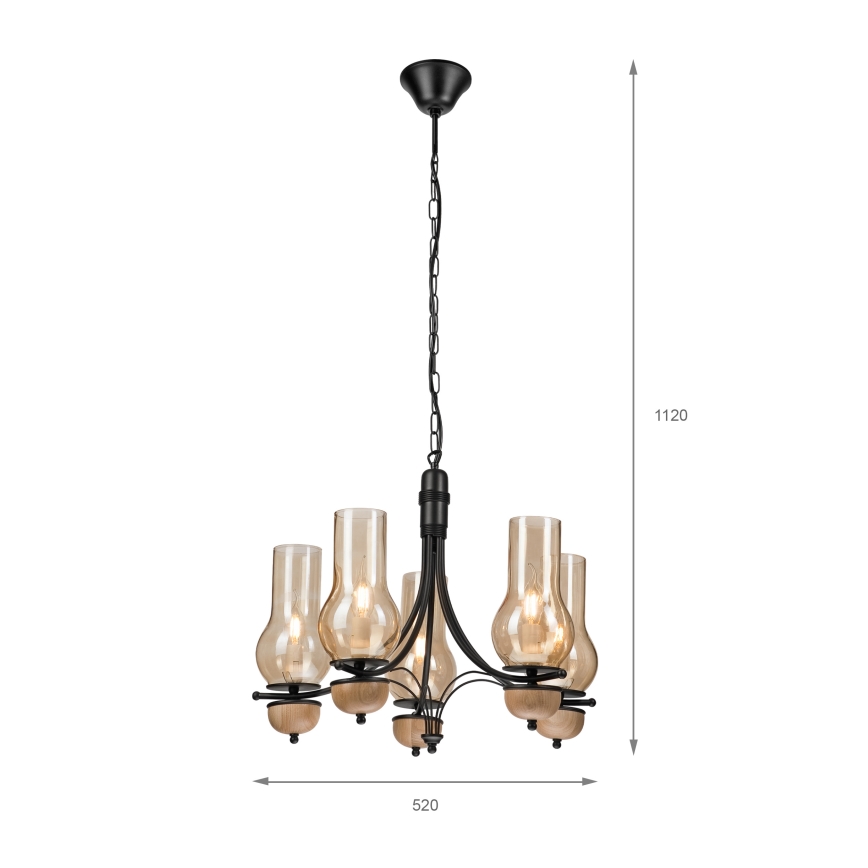 Brilagi - Luster na lancu COTTAGE 5xE14/40W/230V bukva/smeđa