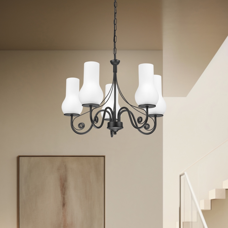 Brilagi - Luster na lancu COTTAGE 5xE14/40W/230V crna/bijela