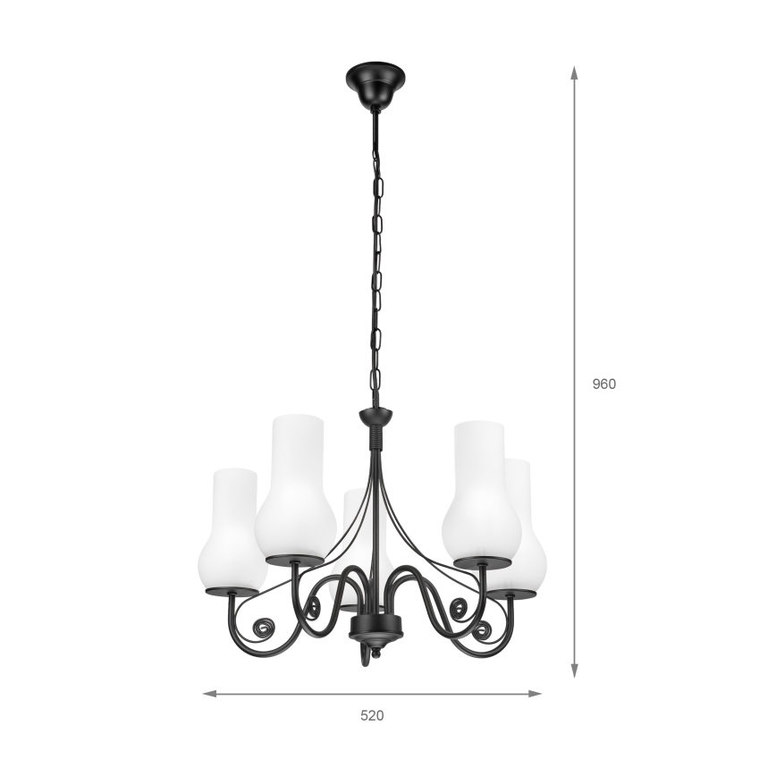 Brilagi - Luster na lancu COTTAGE 5xE14/40W/230V crna/bijela