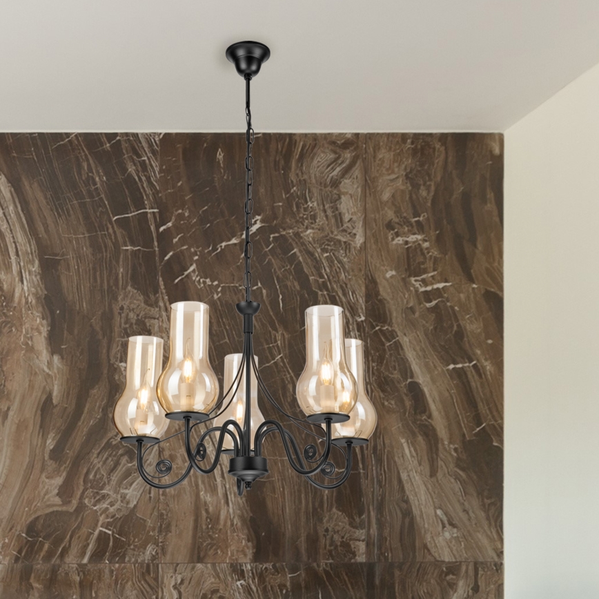 Brilagi - Luster na lancu COTTAGE 5xE14/40W/230V crna/smeđa