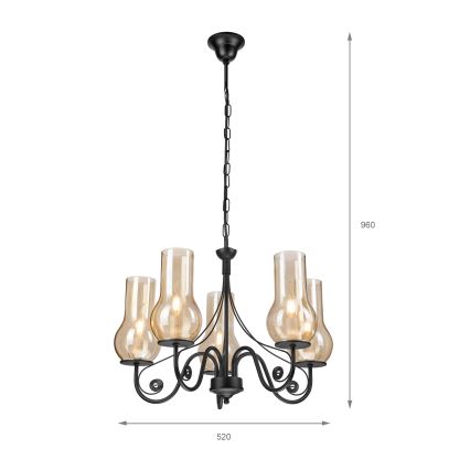 Brilagi - Luster na lancu COTTAGE 5xE14/40W/230V crna/smeđa