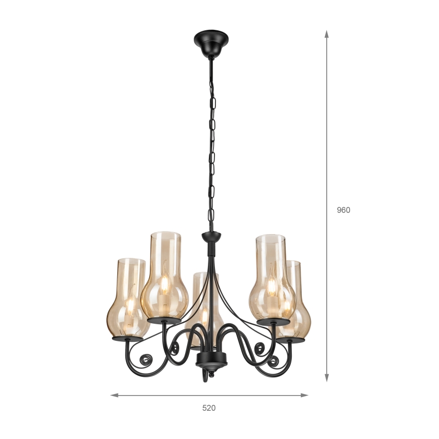 Brilagi - Luster na lancu COTTAGE 5xE14/40W/230V crna/smeđa