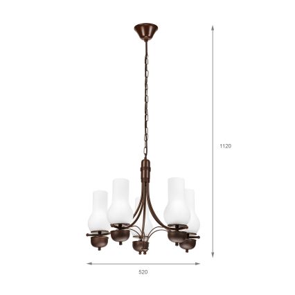 Brilagi - Luster na lancu COTTAGE 5xE14/40W/230V hrast/bijela