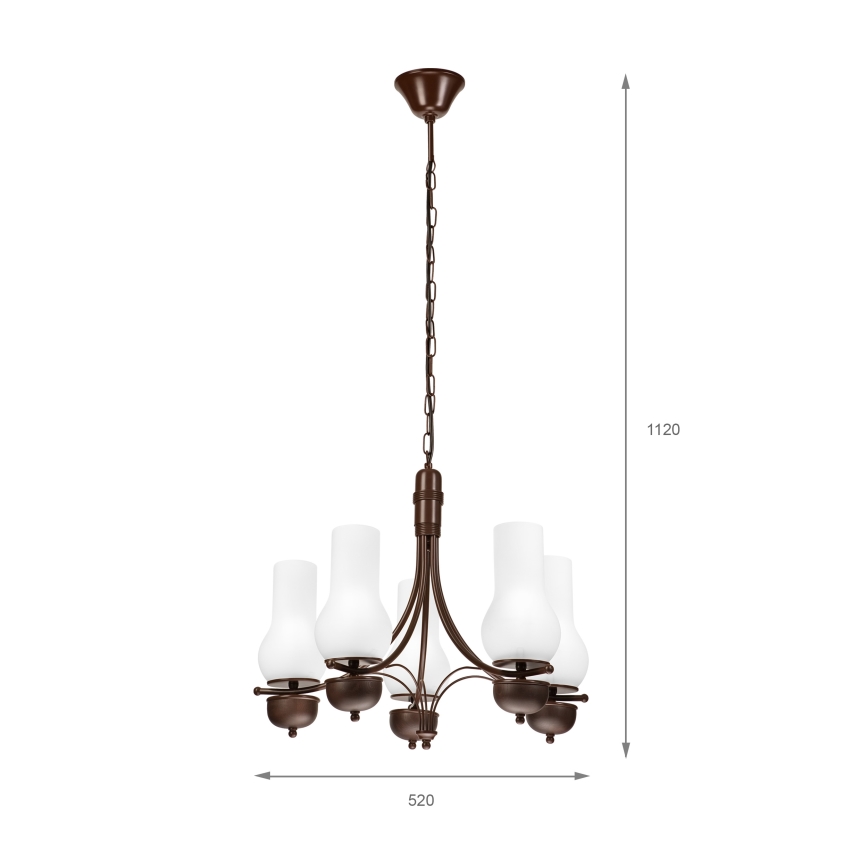Brilagi - Luster na lancu COTTAGE 5xE14/40W/230V hrast/bijela