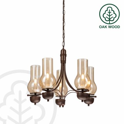 Brilagi - Luster na lancu COTTAGE 5xE14/40W/230V hrast/smeđa