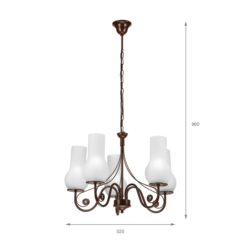 Brilagi - Luster na lancu COTTAGE 5xE14/40W/230V smeđa/bijela