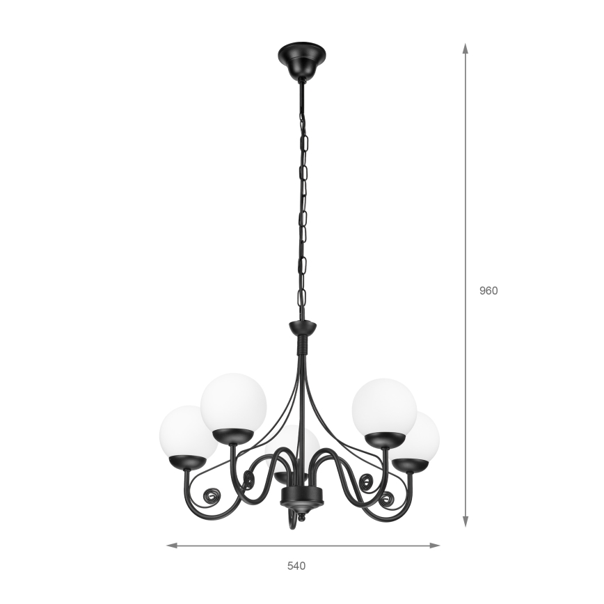 Brilagi - Luster na lancu COTTAGE 5xG9/40W/230V crna/bijela