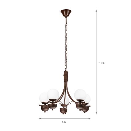 Brilagi - Luster na lancu COTTAGE 5xG9/40W/230V hrast/bijela