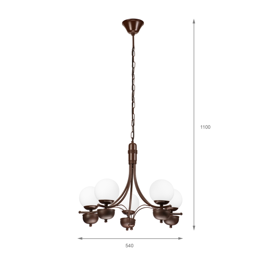 Brilagi - Luster na lancu COTTAGE 5xG9/40W/230V hrast/bijela