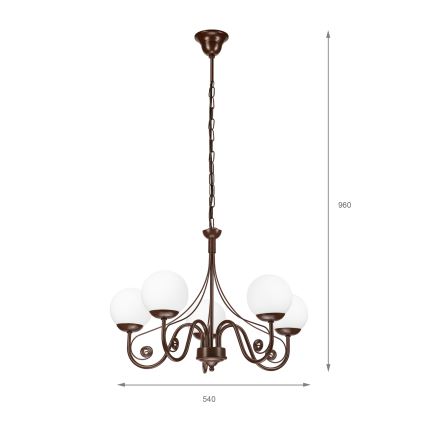 Brilagi - Luster na lancu COTTAGE 5xG9/40W/230V smeđa/bijela