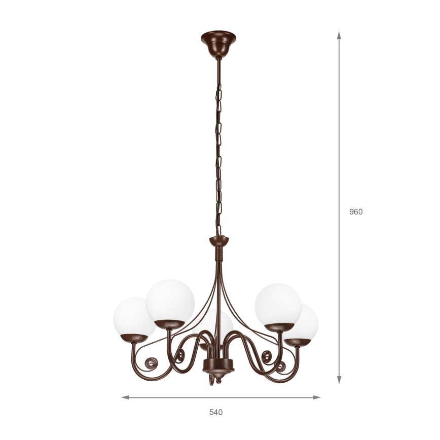 Brilagi - Luster na lancu COTTAGE 5xG9/40W/230V smeđa/bijela