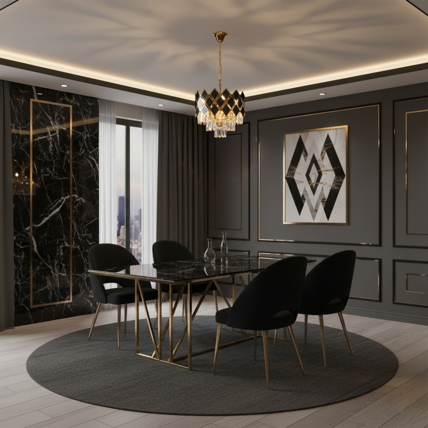 Brilagi - Luster na lancu CRISTAL 5xE14/40W/230V Ø 38 cm zlatna/crna