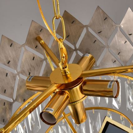 Brilagi - Luster na lancu CRISTAL 5xE14/40W/230V Ø 38 cm zlatna/crna