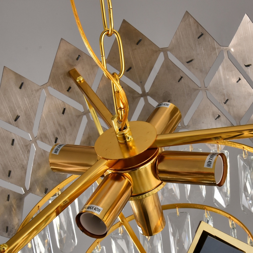 Brilagi - Luster na lancu CRISTAL 5xE14/40W/230V Ø 38 cm zlatna/crna