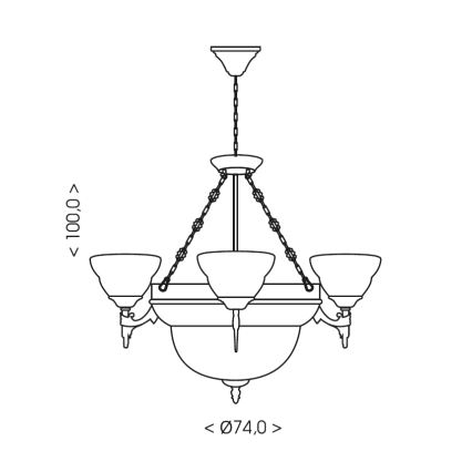 Brilagi - Luster na lancu DAHLIA 6xE27/40W/230V Ø 74 cm mesing