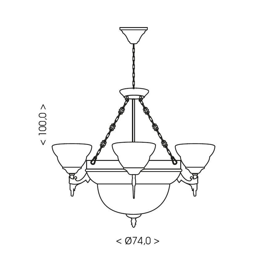 Brilagi - Luster na lancu DAHLIA 6xE27/40W/230V Ø 74 cm mesing