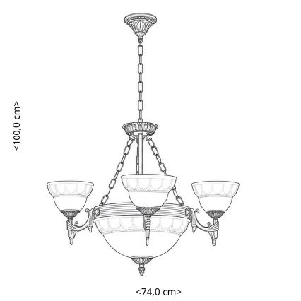 BRILAGI - Luster na lancu DAHLIA 6xE27/40W/230V Ø 74 cm mesing
