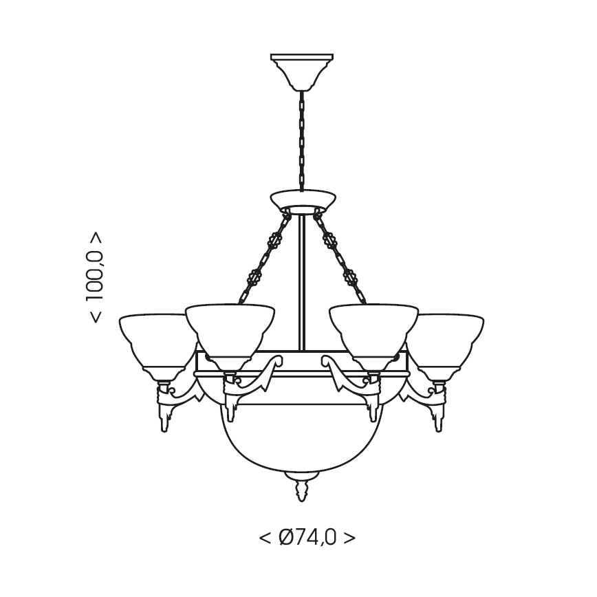 Brilagi - Luster na lancu DAHLIA 9xE27/40W/230V, Ø 74 cm, mesing