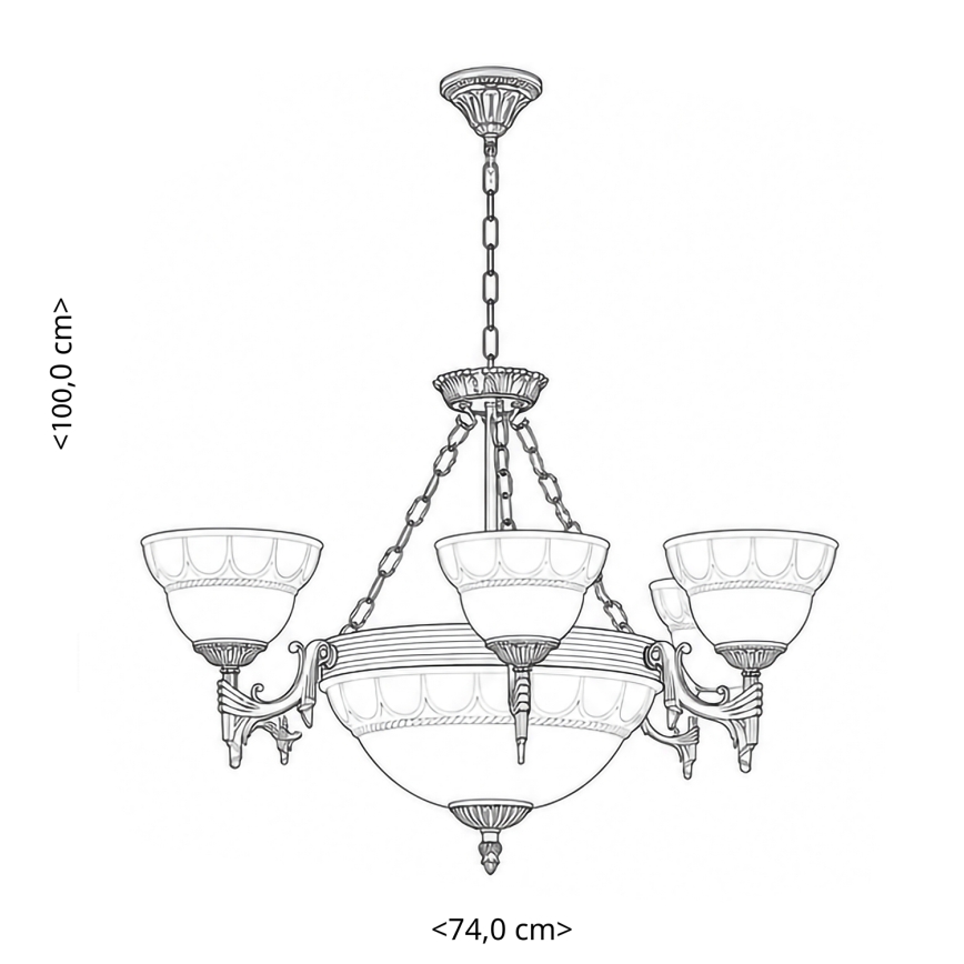 BRILAGI - Luster na lancu DAHLIA 9xE27/40W/230V, Ø 74 cm, mesing