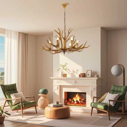 Brilagi - Luster na lancu DEER 6xE14/10W/230V, promjer 102 cm, s rogovima