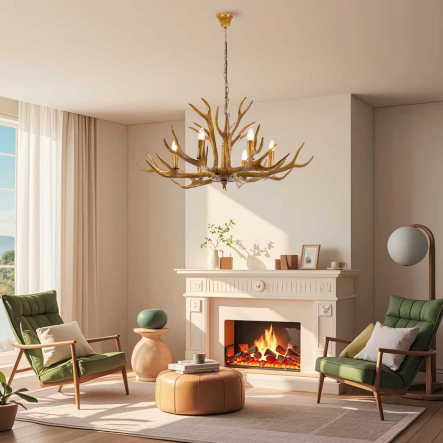 Brilagi - Luster na lancu DEER 6xE14/10W/230V, promjer 102 cm, s rogovima