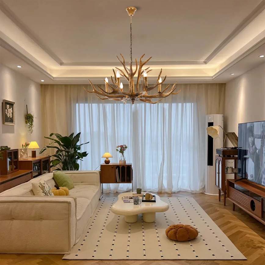 Brilagi - Luster na lancu DEER 6xE14/10W/230V, promjer 102 cm, s rogovima