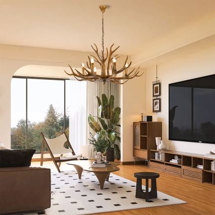 Brilagi - Luster na lancu DEER 6xE14/10W/230V, promjer 102 cm, s rogovima