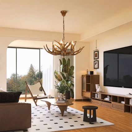 Brilagi - Luster na lancu DEER 6xE14/10W/230V Ø 70 cm u obliku rogovlja