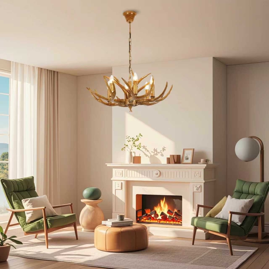 Brilagi - Luster na lancu DEER 6xE14/10W/230V Ø 70 cm u obliku rogovlja