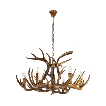 BRILAGI - Luster na lancu DEER 6xE14/10W/230V Ø 80 cm s rogovima