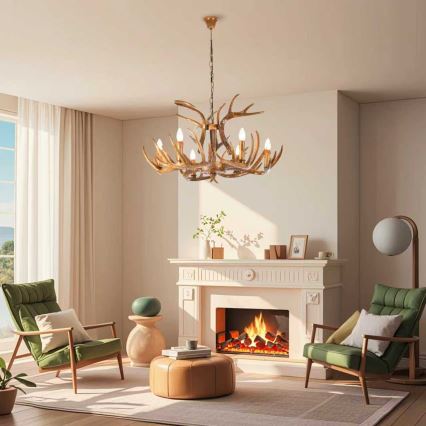 Brilagi - Luster na lancu DEER 6xE14/10W/230V Ø 80 cm u obliku jelenskih rogova