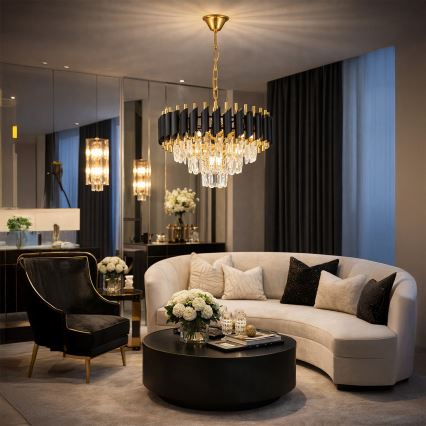 Brilagi - Luster na lancu ECLIPSE 5xE14/10W/230V Ø 38 cm crna/zlatna