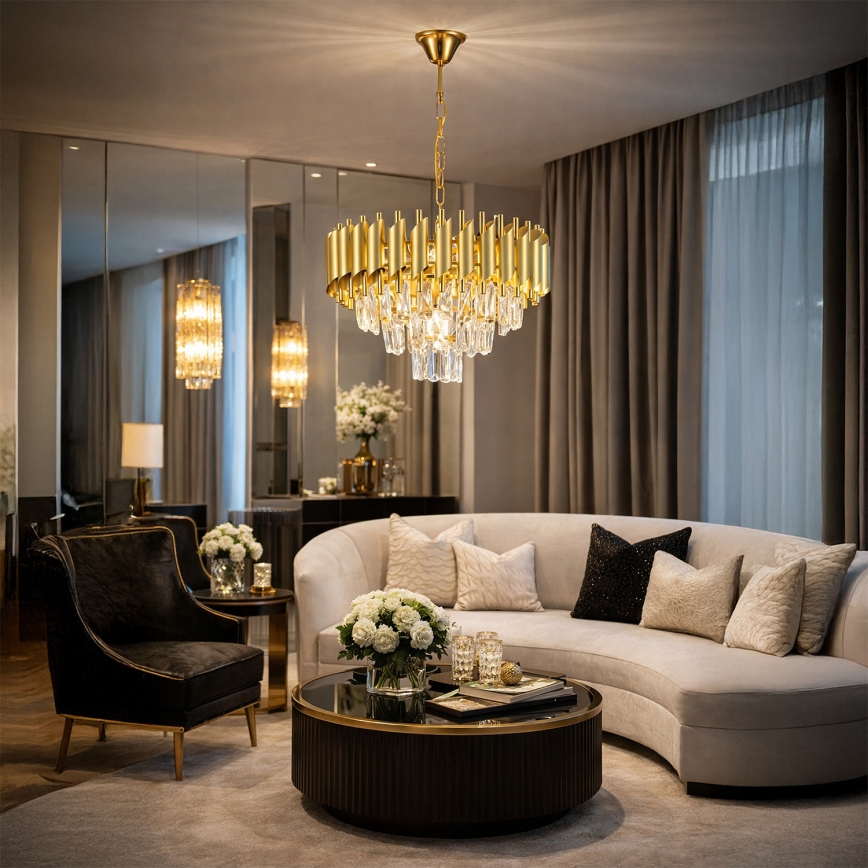 Brilagi - Luster na lancu ECLIPSE 5xE14/10W/230V Ø 38 cm zlatni