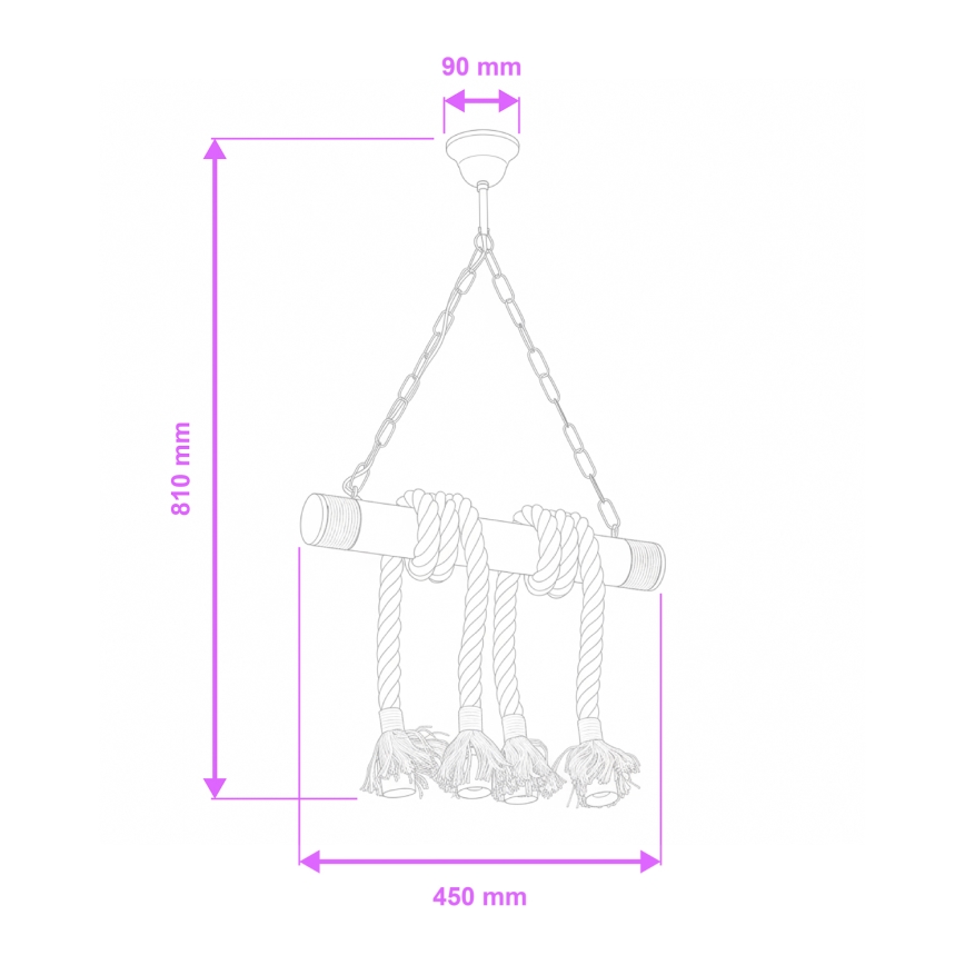 Brilagi - Luster na lancu KOS 4xE27/60W/230V bukva