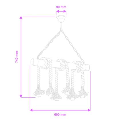 Brilagi - Luster na lancu KOS 6xE27/60W/230V bukva