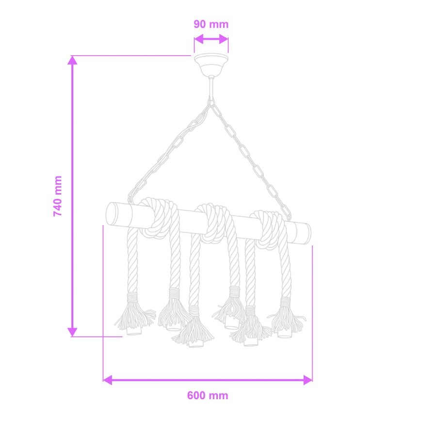 Brilagi - Luster na lancu KOS 6xE27/60W/230V bukva