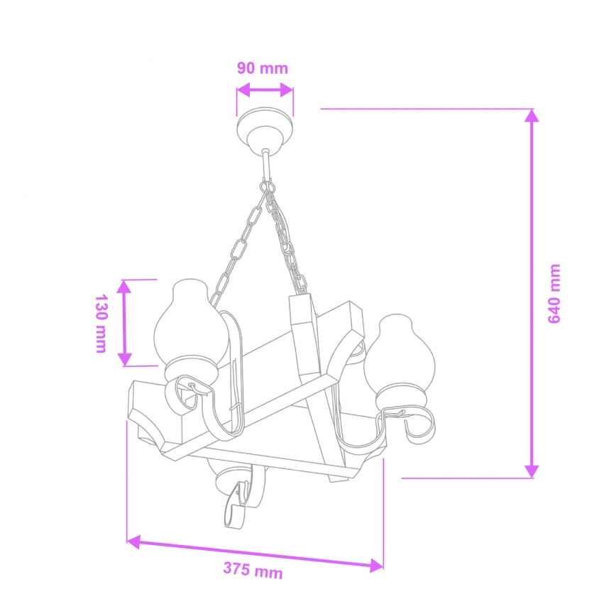 Brilagi - Luster na lancu QUEEN 3xE14/40W/230V bukva/orah