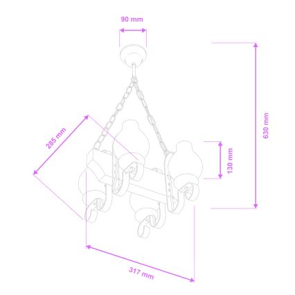 Brilagi - Luster na lancu QUEEN 4xE14/40W/230V bukva/orah