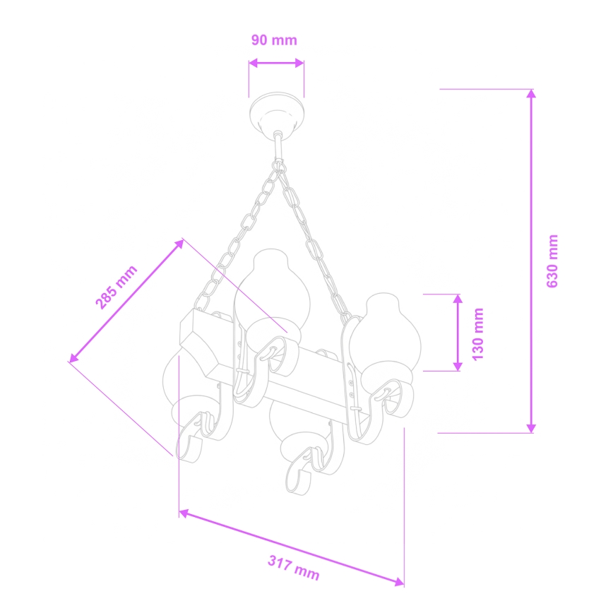 Brilagi - Luster na lancu QUEEN 4xE14/40W/230V bukva/orah