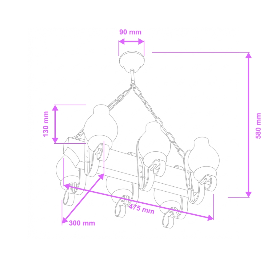 Brilagi - Luster na lancu QUEEN 6xE14/40W/230V bukva