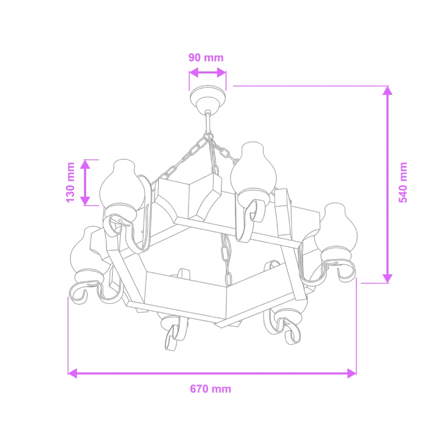 Brilagi - Luster na lancu QUEEN 6xE14/40W/230V bukva/krem